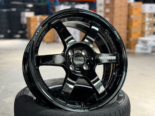 New 17X8 ET40 AOW TE37 Rim (4 wheel) Gloss Black 4X100