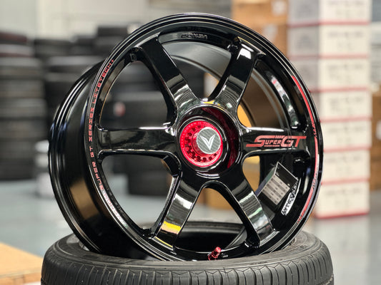 NEW 18X8.5 ET35 Lenso Venom VNT Flow Formed Rim Black & Pad Red 5X114.3
