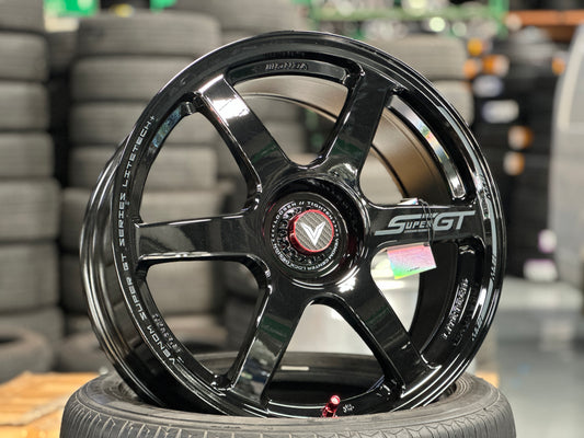 NEW 18X8.5 ET35 Lenso Venom VNT Flow Formed Rim Black & Pad Gray 5X114.3