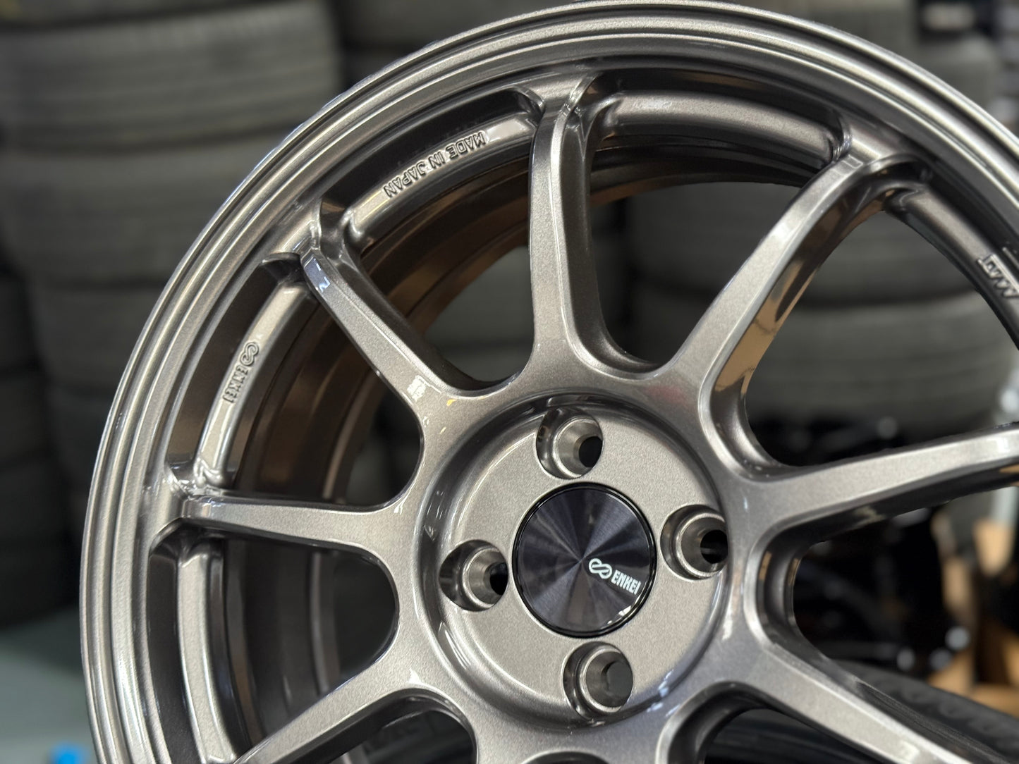 New 17X7 ET38 Enkei PF09 Rim (4 wheel) DARK SILVER 4X100