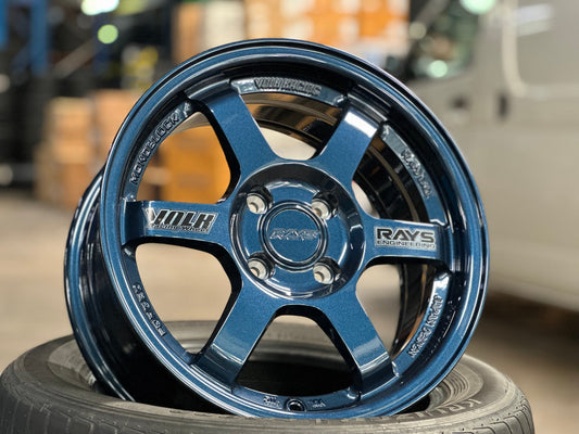 New 15X7 ET35 AOW Flow Formed TE37 Rim (4 wheel) Gloss Blue 4X100