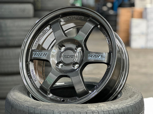 New 15X7 ET35 AOW Flow Formed TE37 Rim (4 wheel) Dark Gunmetal 4X100