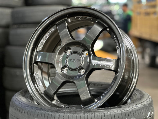 New 15X7 ET35 AOW Flow Formed TE37 Rim (4 wheel) Gloss Gunmetal 4X100