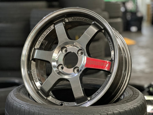 New 15X6.5 ET38 AOW Flow Formed TE37SL Rim (4 wheel) Gloss Gunmetal 4X100