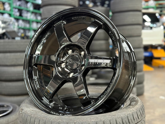 New 17X8 ET35 AOW Flow Formed TE37 Rim (4 wheel) Gloss Black 5X112