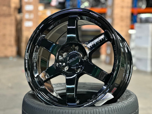 New 17X8.5 ET35 AOW Flow Formed TE37 Rim (4 wheel) Gloss Black 5X112