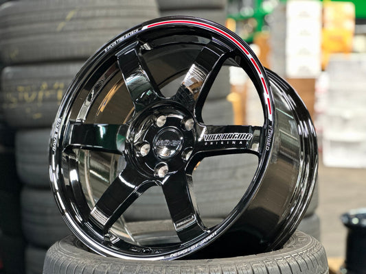 New 18X8.5 ET35 AOW Flow Formed TE37 SAGA Rim (4 wheel) Gloss Black 5X114.3
