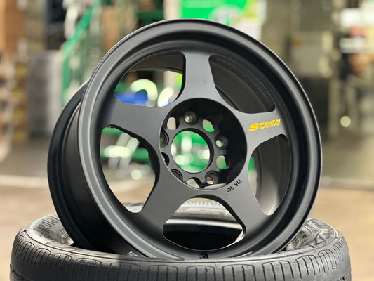 New 15X7.5 ET28 AOW Flow Formed Spoon Rim (4 wheel) Matt Black 5X114.3