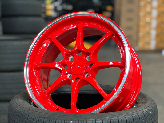 New 15X7 ET35 AOW Flow Formed CE28CR Rim (4 wheel) Gloss Red 4X100
