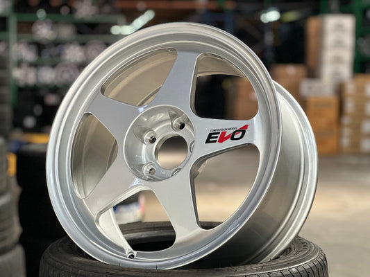 New 18X8.5 ET35 AOW Flow Formed Evo Rim (4 wheel) Gloss Silver 5X114.3