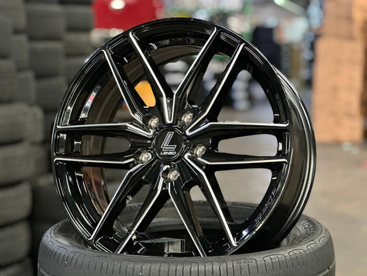 New 17X7 ET40 Lenso Jager Quinta Rim (4 wheel) Gloss Black 5X114.3