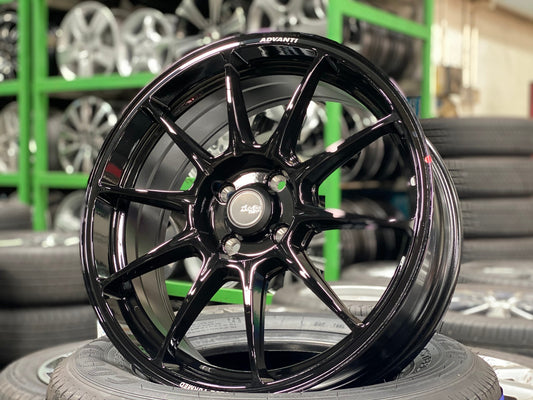 New 17X7 ET40 Advanti Aria Rim (4 wheel) Gloss Black 4X100