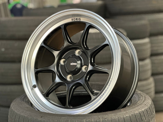 New 15X7.5 ET35 Konig Countergram Rim (4 wheel) Matt Black 4X100