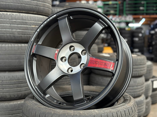 New 18X8.5 ET35 NK Performance TE37 Rim (4 wheel) Matt Black 5X114.3 Red