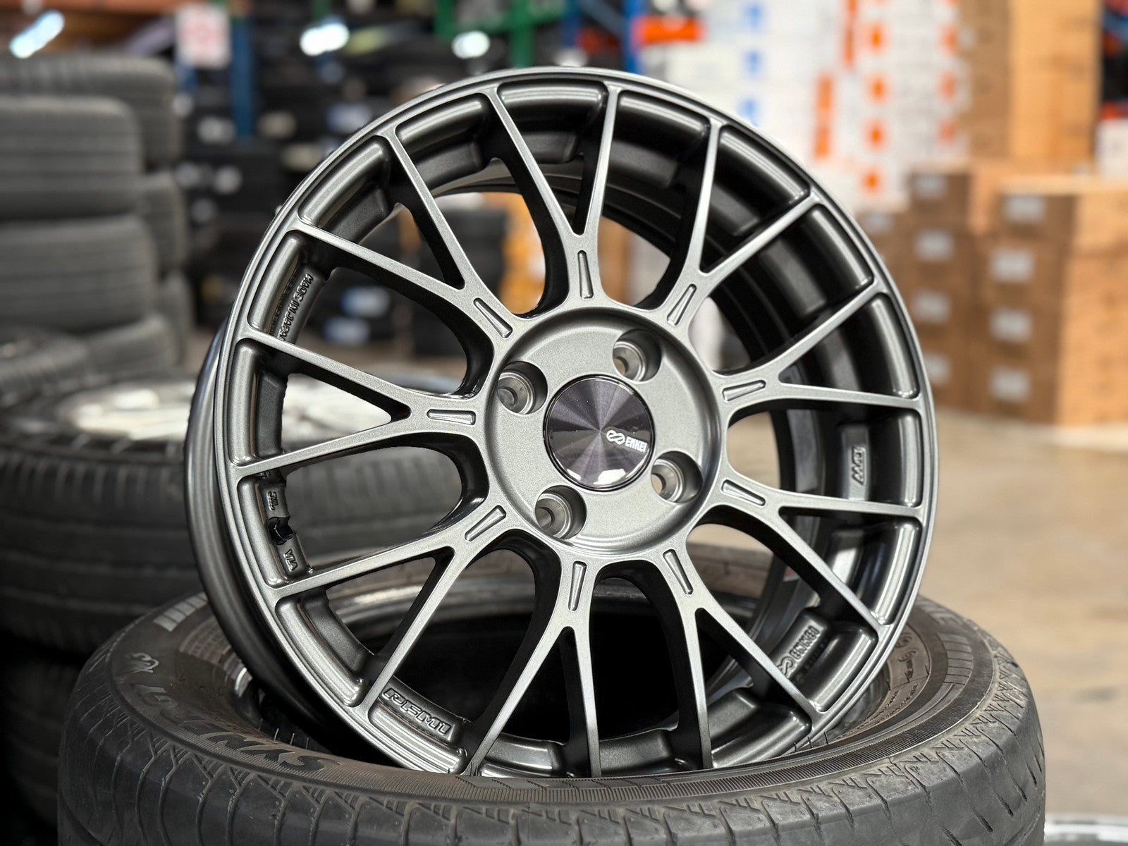 New 15X6 ET45 Enkei PFM1 Rim (4 wheel) Matt Gunmetal 4X100 – King
