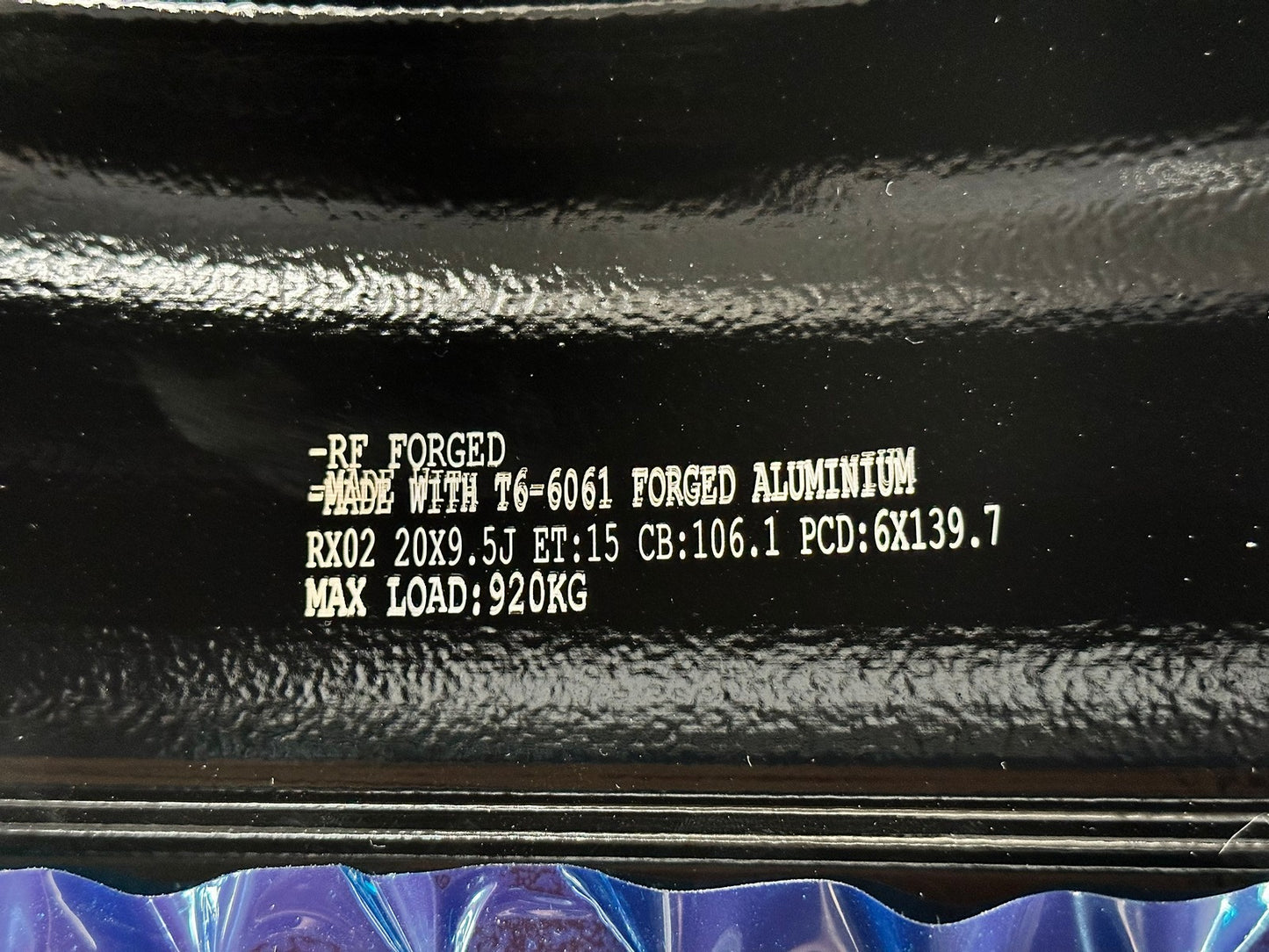 New 20X9.5 ET15 Race Forged RX02 Rim (4 wheel) Gloss Black 6X139.7