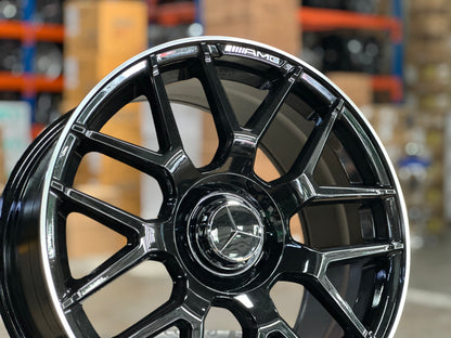 New 18x8 ET42 18x9 ET45 Mercedes AMG (4 wheels) GLOSS BLACK 5X112