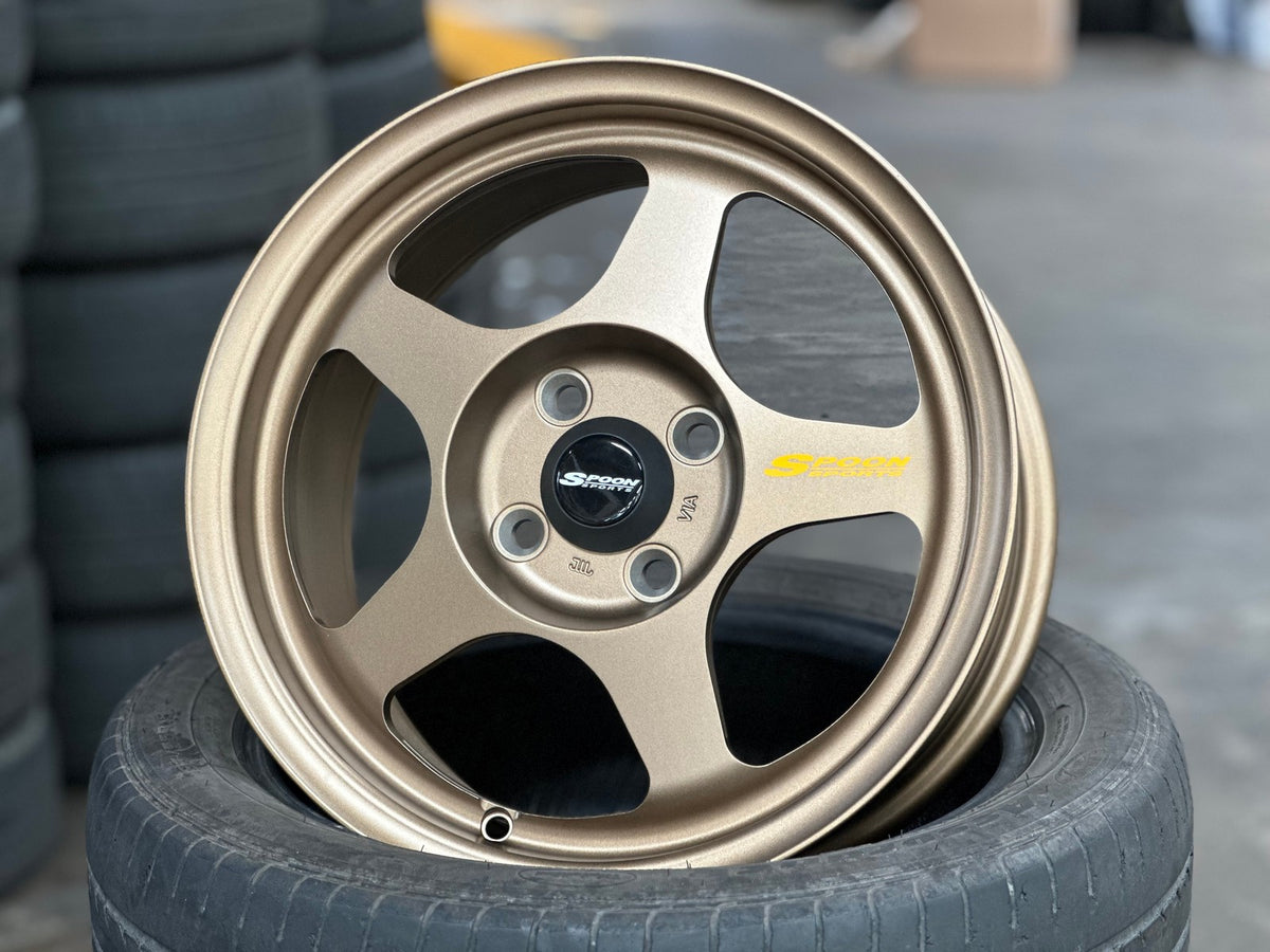 New 15X7 ET41 AOW Flow Formed Spoon Rim (4 wheel) Matt Bronze 4X100