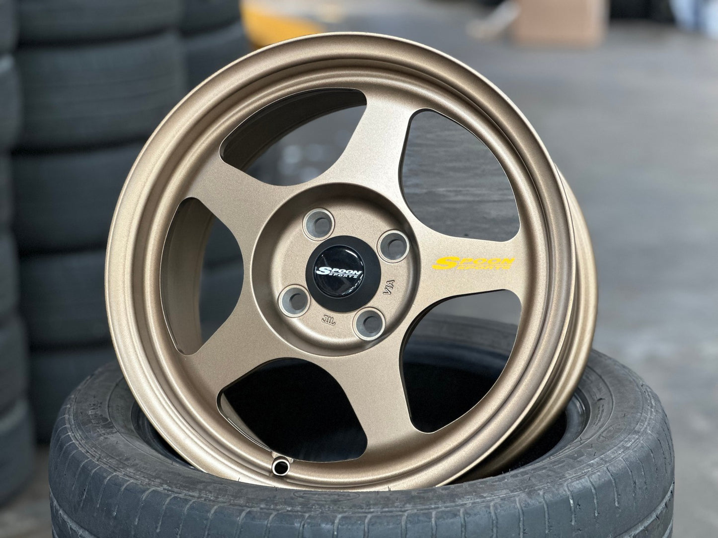 New 15X7 ET41 AOW Flow Formed Spoon Rim (4 wheel) Matt Bronze 4X100