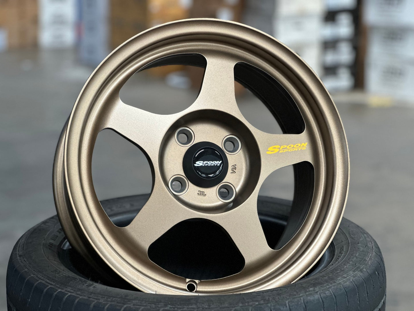 New 15X7 ET41 AOW Flow Formed Spoon Rim (4 wheel) Matt Bronze 4X100