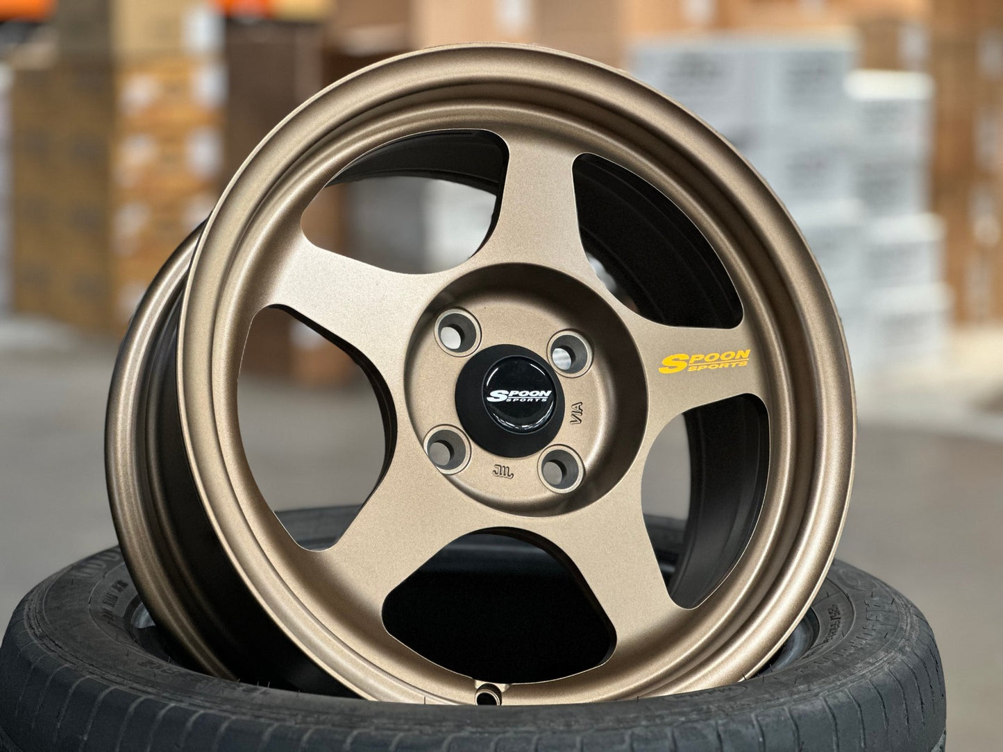 New 15X7 ET41 AOW Flow Formed Spoon Rim (4 wheel) Matt Bronze 4X100