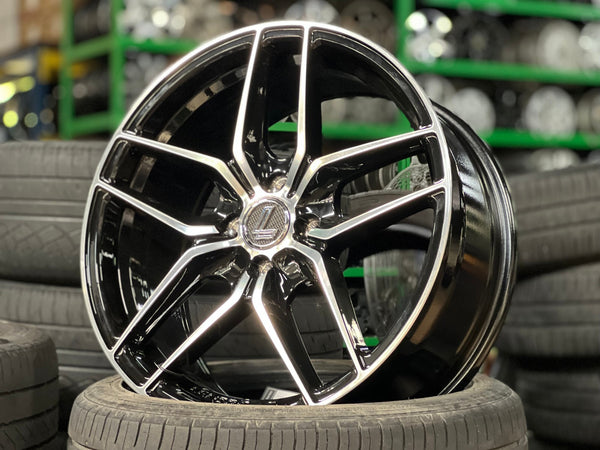 New 17X7.5 ET38 Lenso Jager Bayern Rim (4 wheel) Gloss Black PF 4X100