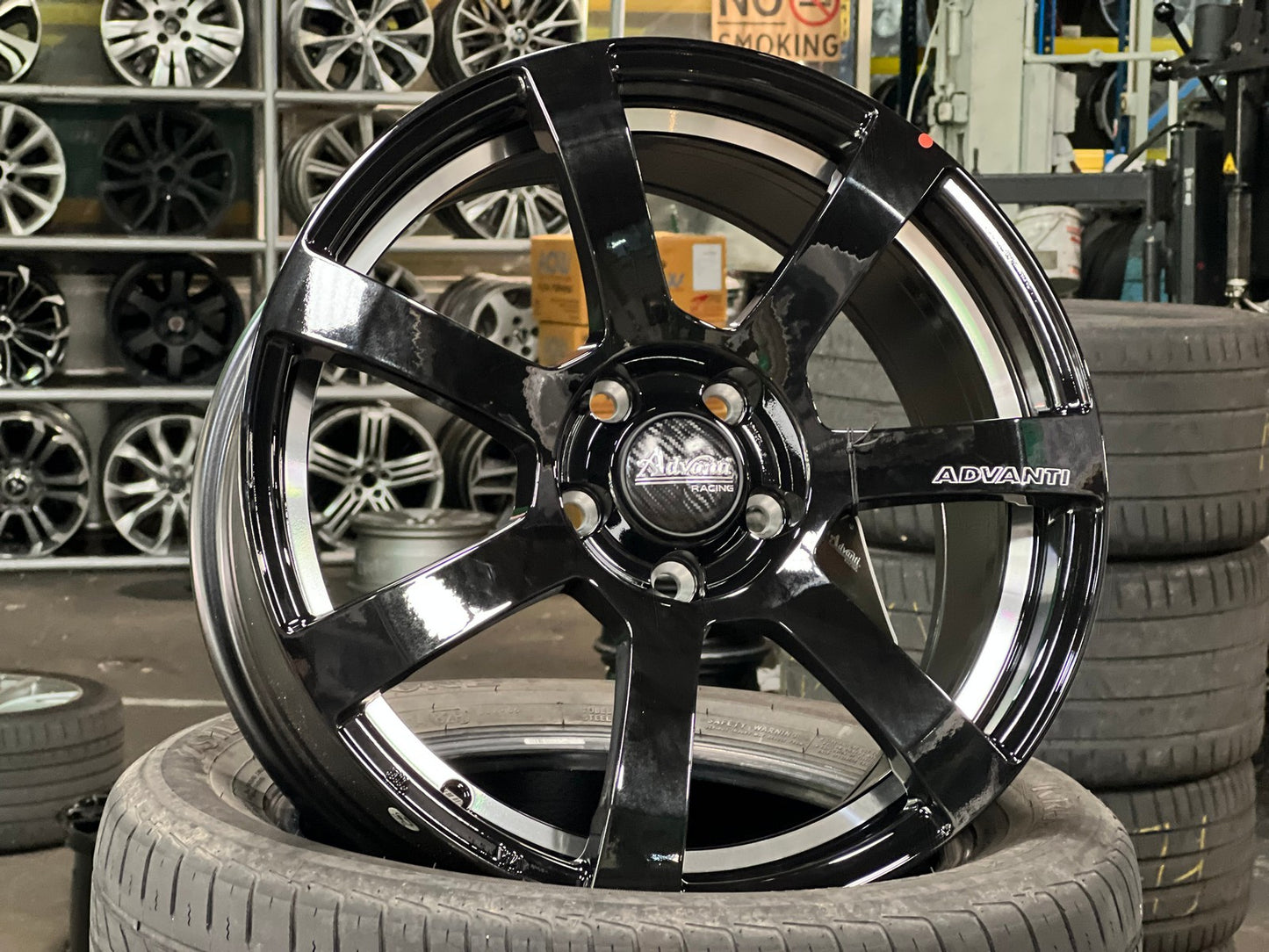 New 17X7.5 ET45 Advanti MK512U Rim (4 wheel) Gloss Black 5X108