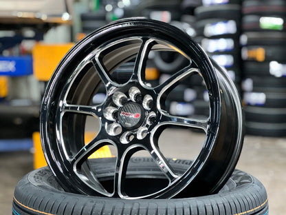 New 17X7.5 ET38 Lenso PDM Rim (4 wheel) Gloss Black 4X100