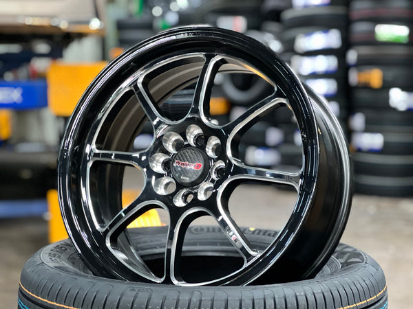 New 17X7.5 ET38 Lenso PDM Rim (4 wheel) Gloss Black 4X100