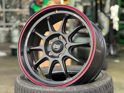 New 17X8 ET40 Enkei SC55Rim (4 wheel) Matt Black 5X114.3