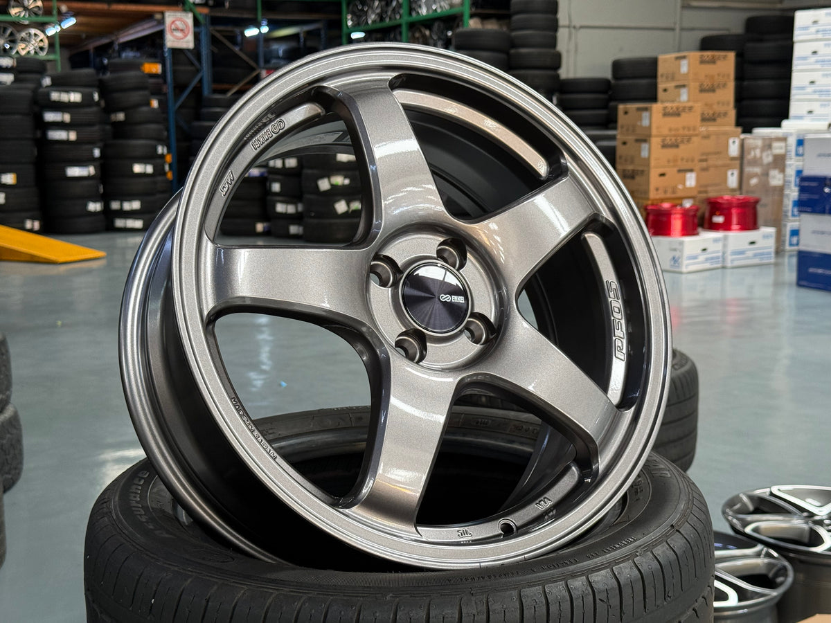 Enkei Racing PF05 17x7 ET45 4x100 Dark Silver Flow Formed Wheels (Set of 4)