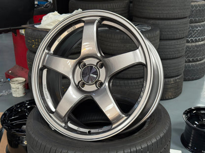 Enkei Racing PF05 17x7 ET45 4x100 Dark Silver Flow Formed Wheels (Set of 4)