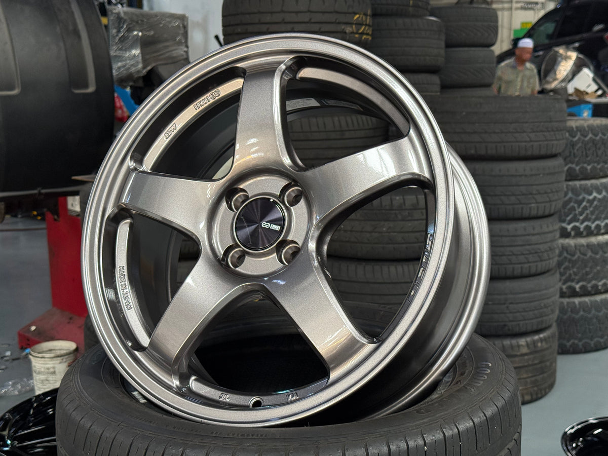 Enkei Racing PF05 17x7 ET45 4x100 Dark Silver Flow Formed Wheels (Set of 4)