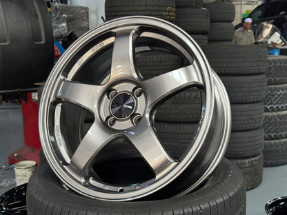 Enkei Racing PF05 17x7 ET45 4x100 Dark Silver Flow Formed Wheels (Set of 4)