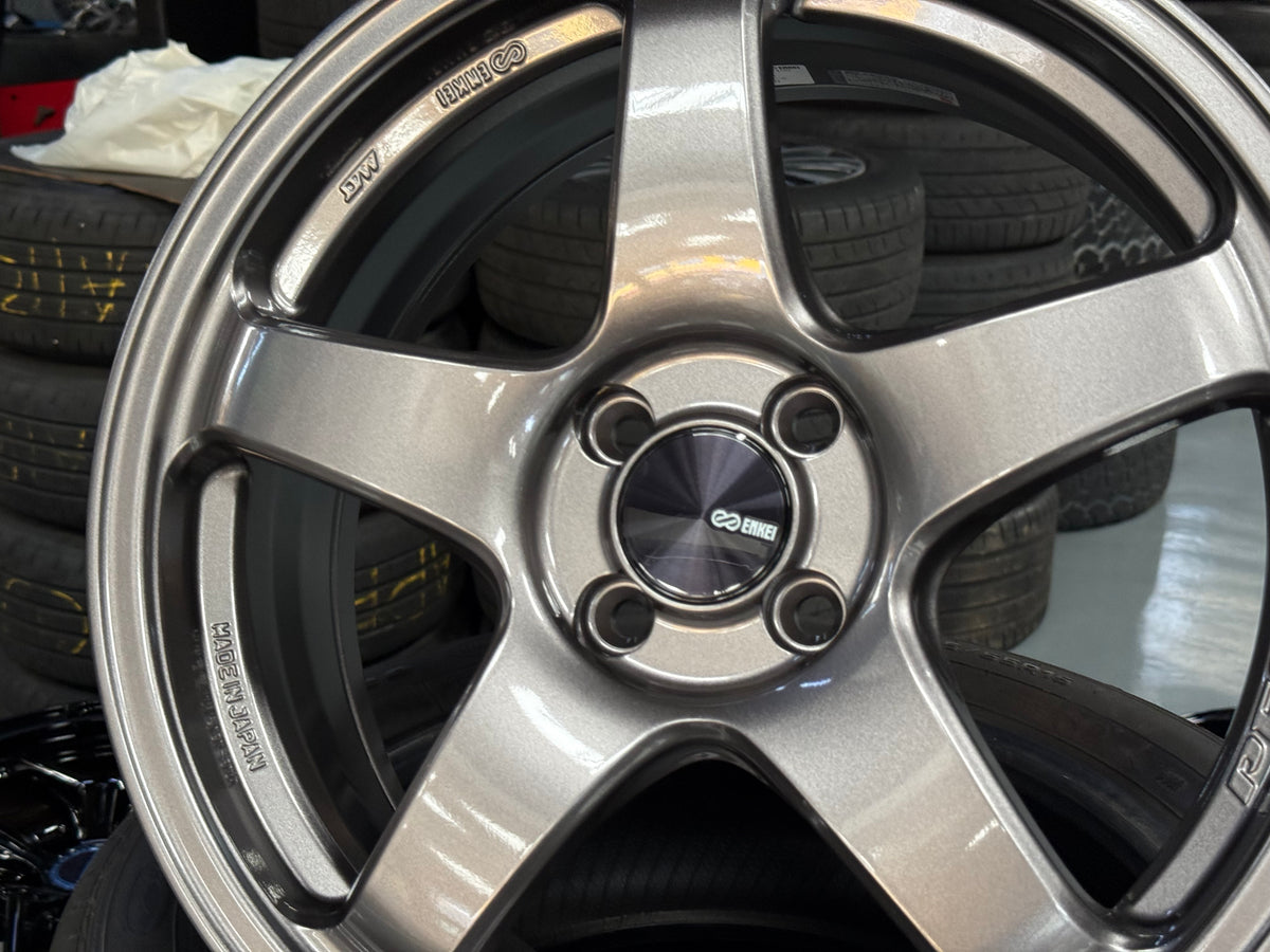 Enkei Racing PF05 17x7 ET45 4x100 Dark Silver Flow Formed Wheels (Set of 4)