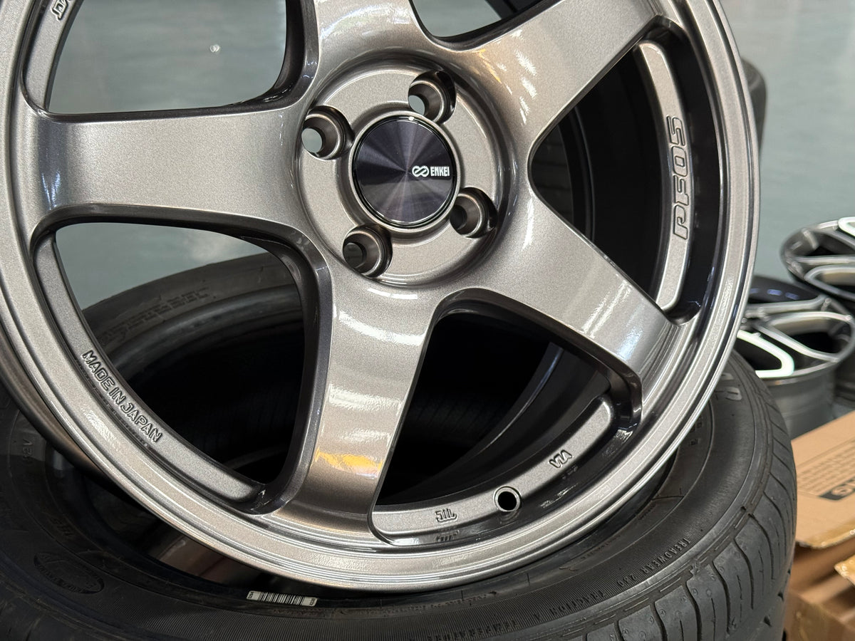 Enkei Racing PF05 17x7 ET45 4x100 Dark Silver Flow Formed Wheels (Set of 4)