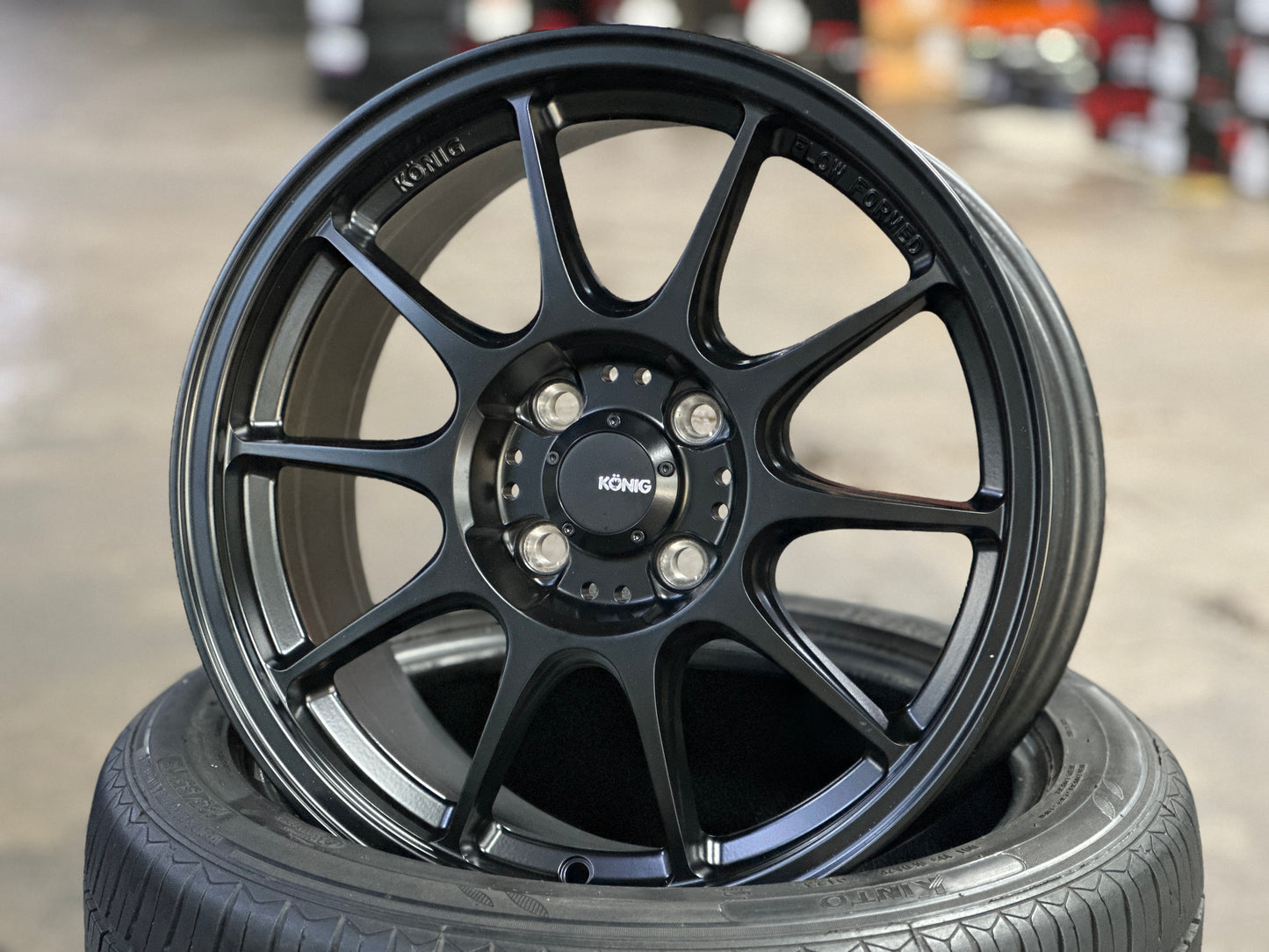 New 16X7.5 ET38 Konig Dekagram Rim (4 wheel) Matt Black 4X100