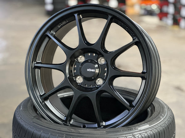 New 16X7.5 ET38 Konig Dekagram Rim (4 wheel) Matt Black 4X100