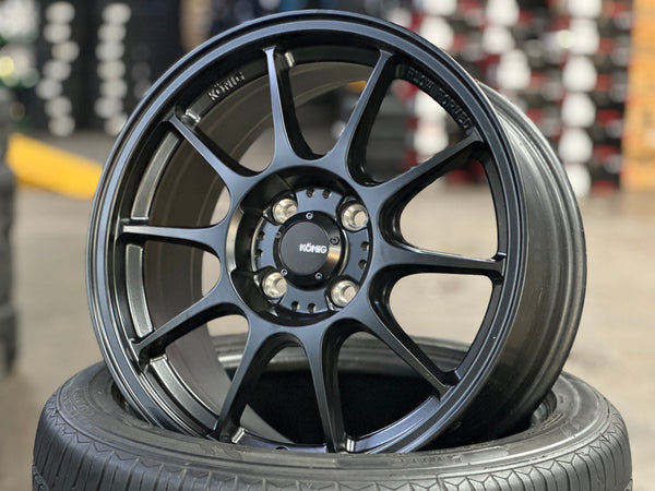 New 16X7.5 ET38 Konig Dekagram Rim (4 wheel) Matt Black 4X100
