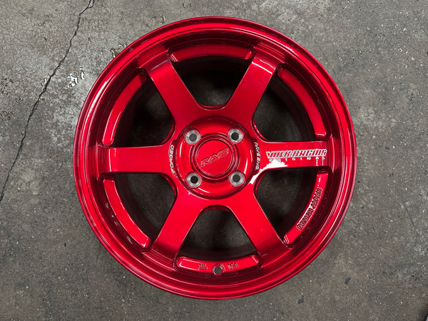 New 15X7 ET35 AOW TE37 SONIC Rim (4 wheel) Red 4X100