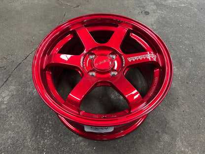 New 15X7 ET35 AOW TE37 SONIC Rim (4 wheel) Red 4X100
