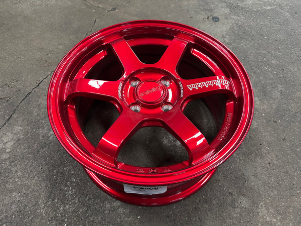 New 15X7 ET35 AOW TE37 SONIC Rim (4 wheel) Red 4X100