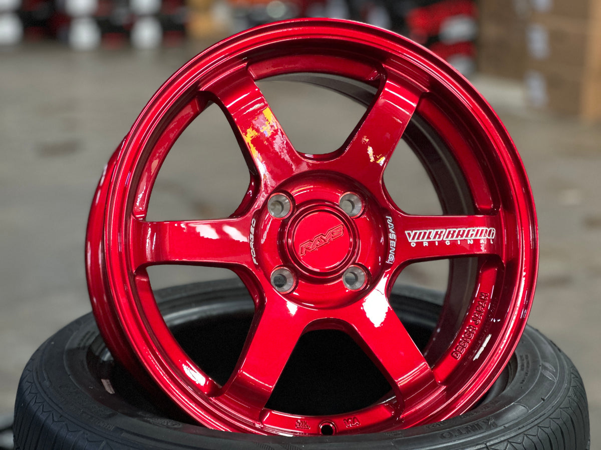 New 15X7 ET35 AOW TE37 SONIC Rim (4 wheel) Red 4X100