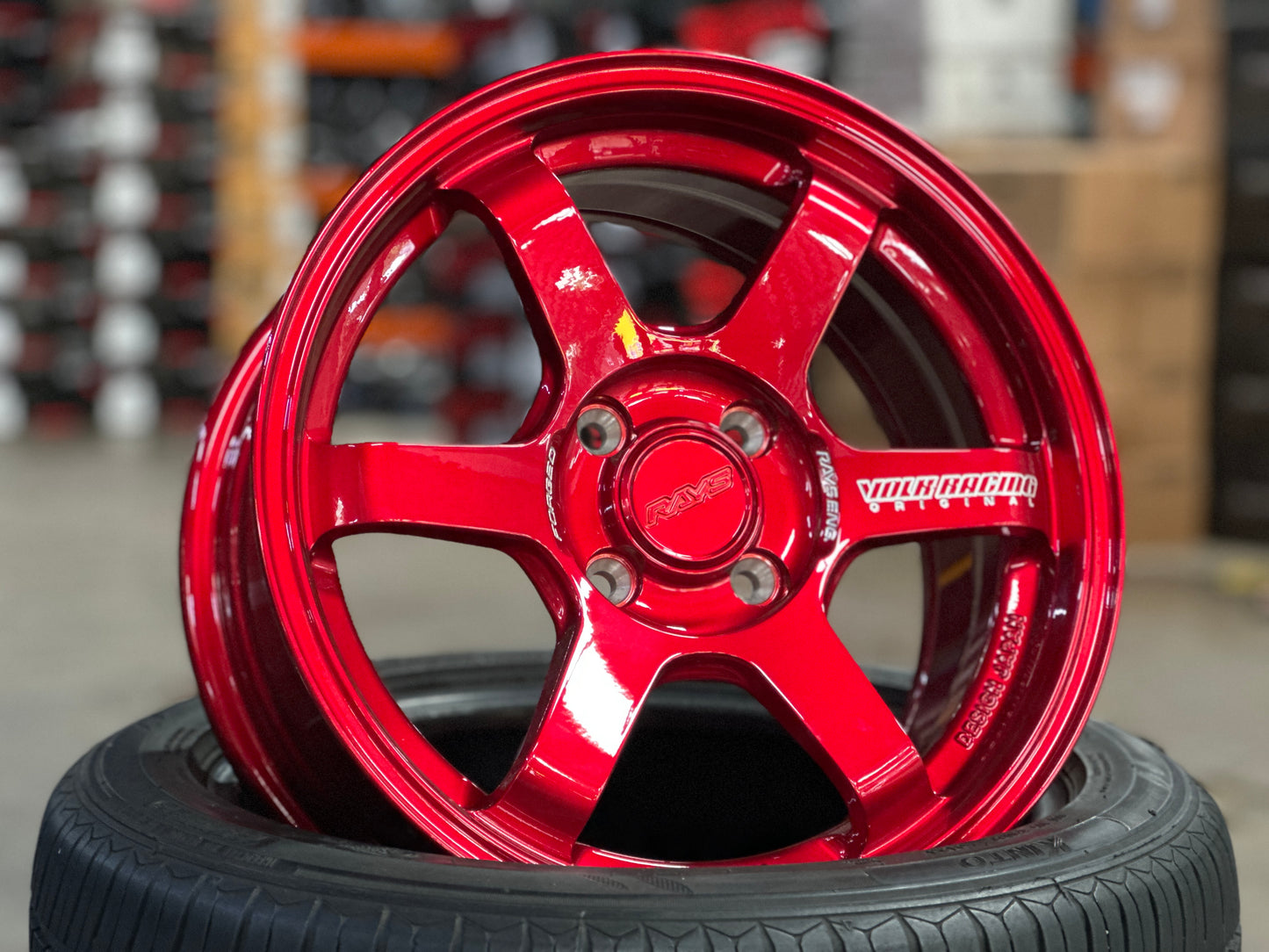 New 15X7 ET35 AOW TE37 SONIC Rim (4 wheel) Red 4X100