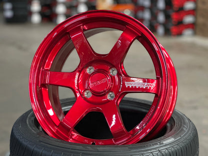 New 15X7 ET35 AOW TE37 SONIC Rim (4 wheel) Red 4X100