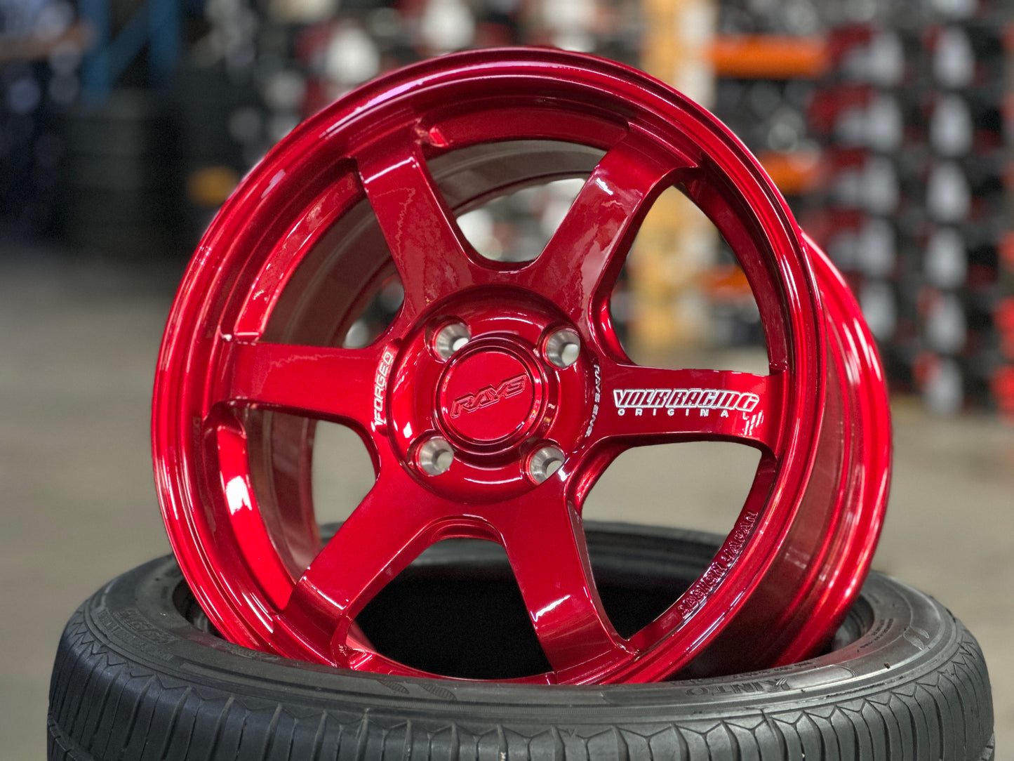 New 15X7 ET35 AOW TE37 SONIC Rim (4 wheel) Red 4X100