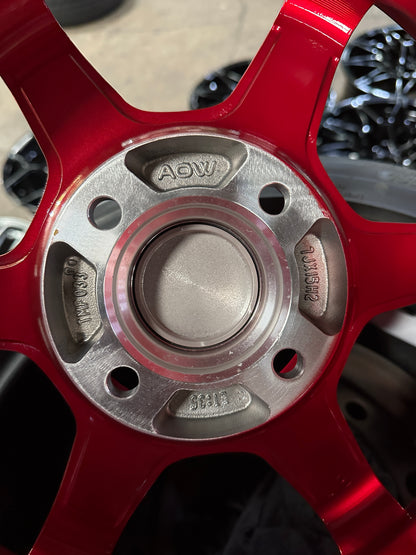 New 15X7 ET35 AOW TE37 SONIC Rim (4 wheel) Red 4X100