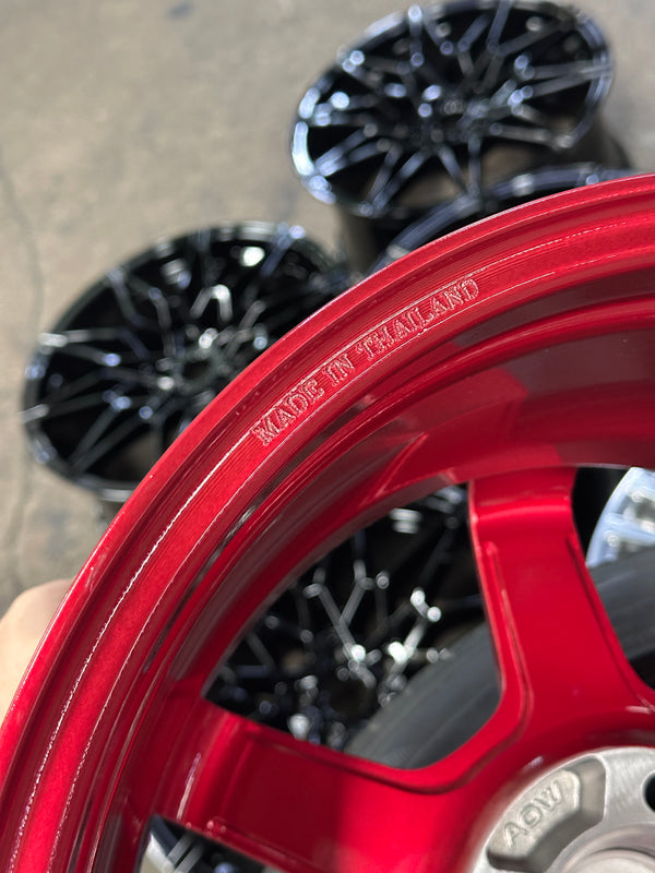 New 15X7 ET35 AOW TE37 SONIC Rim (4 wheel) Red 4X100