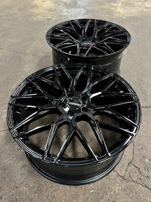 New 20x8.5 ET30 20x10 ET38 Varro VD06X (4 wheel) 5x112 Gloss Black