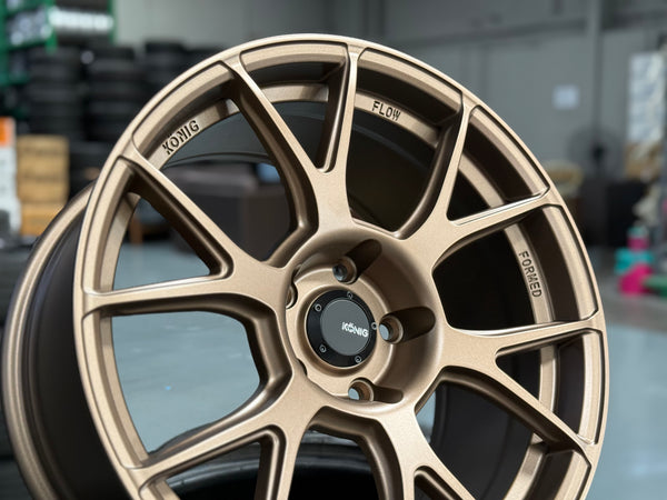 New 18x8.5 ET35 18x9.5 ET35 Konig Ampliform (4 wheels) Matte Bronze 5X120
